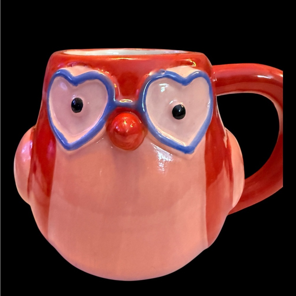 Cute Owl Mug with Heart Glasses
